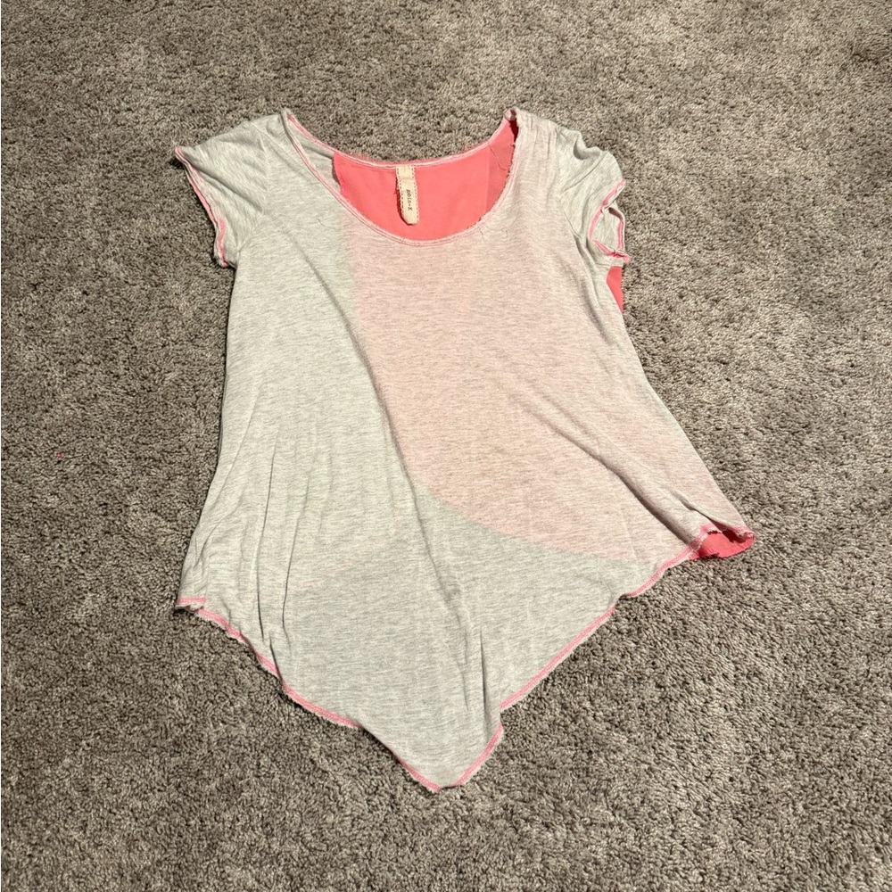 Robin K Coral and Gray Asymmetrical Top